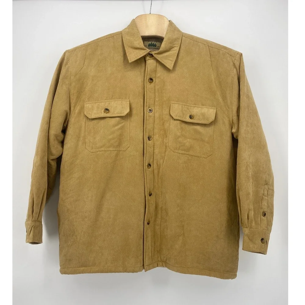 Rugged Wear Hunter's Peak Shirt Jacket XL Tan Excellent Sherpa Lined Faux Suede